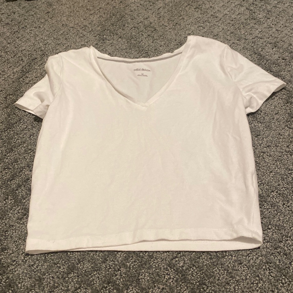 white v-neck crop top